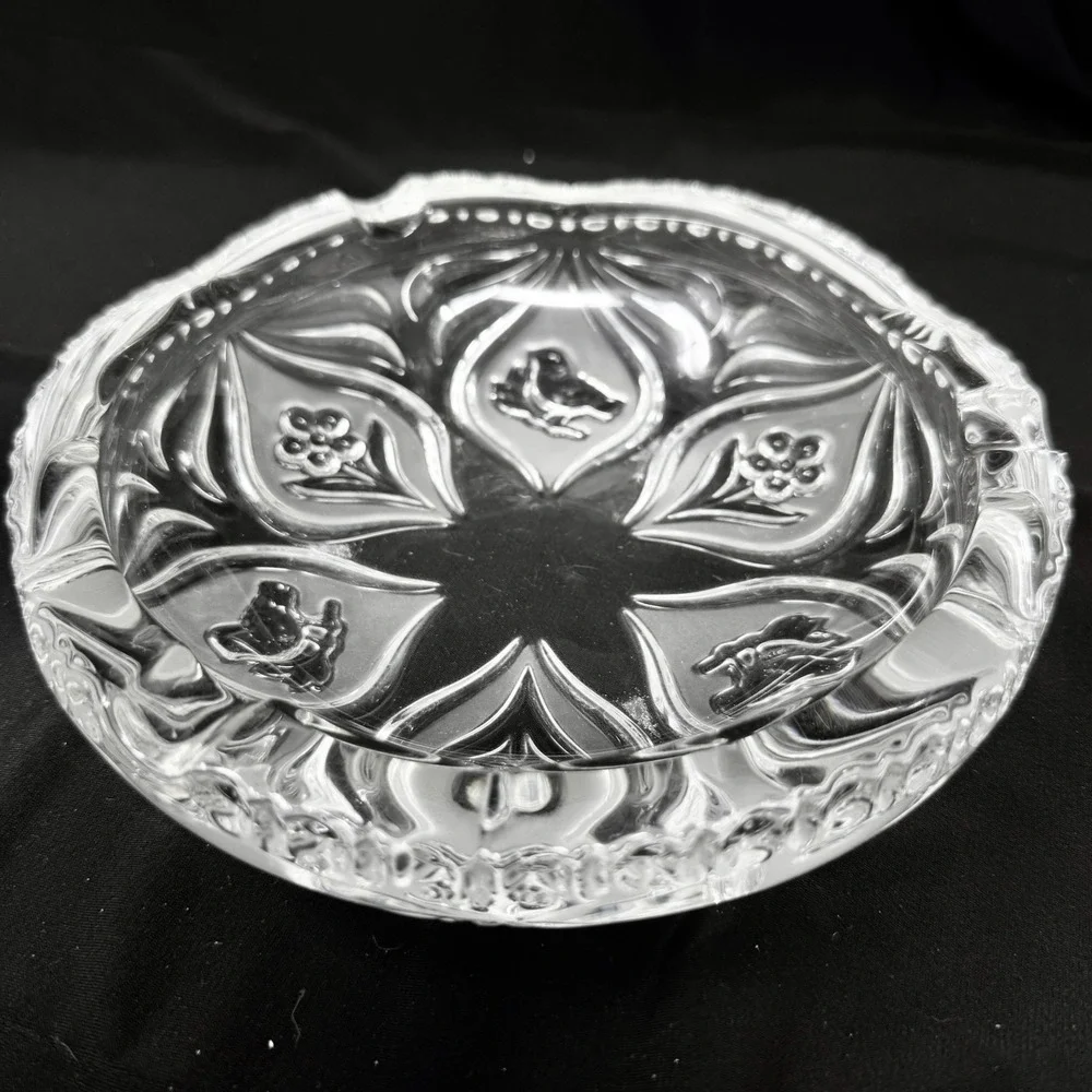 Studio Nova Crystal Ashtray Key Catcher Bowl Bird Daisy Floral Heavy Thick‎ 7